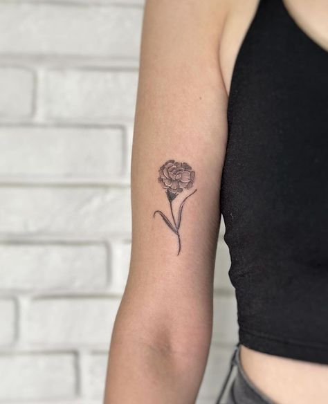 Red Carnation Tattoo, Carnation Tattoos, Carnation Flower Tattoo, Carnation Tattoo, Tattoo Black And White, Red Carnation, Tattoo Black, Carnation Flower, Black Tattoos