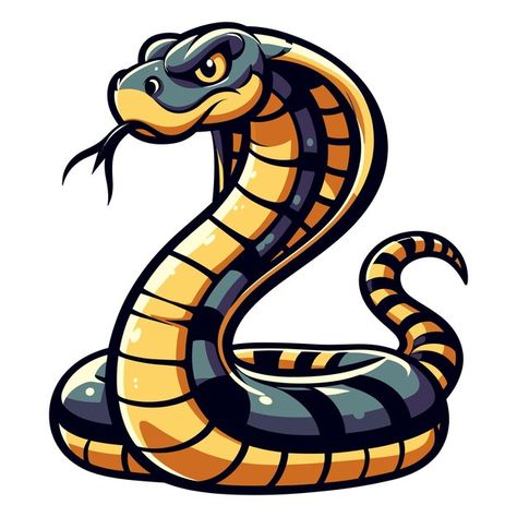 King Cobra Illustration, Snake Graphic Design, Cobra Vector, Snake Character, Snake Rug, Cartoon Snake, Premium Vector Cartoon, Cobra Art, Arte 8 Bits