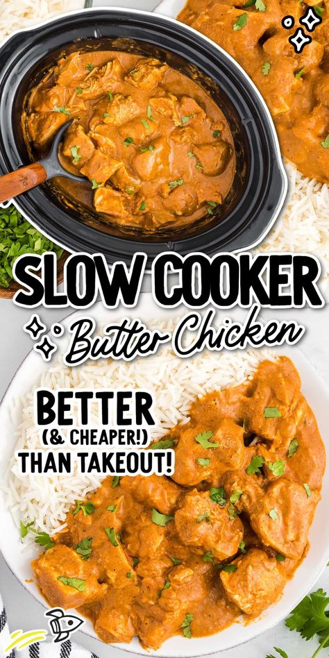 Rich tomato cream sauce and tender chicken makes this slow cooker butter chicken an authentic experience. Slow Cooker Butter Chicken, Tomato Cream Sauce, Slow Cooker Dinner, Crockpot Dishes, Chicken Slow Cooker Recipes, Tender Chicken, Crockpot Recipes Slow Cooker, Dinner Recipes Crockpot, Crock Pot Cooking