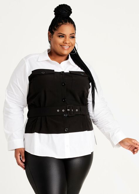 Belted Cargo Corset Blouse Cargo Corset, Corset Blouses, Corset Styling, Corset Blouse, Plus Size Belts, Plus Size Trendy, Plus Size Corset, Faux Leather Top, Plus Size Blouse