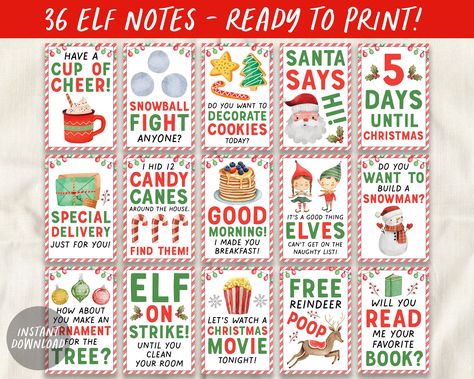 Easy Elf Idea, Elf On The Shelf Notes Printable Free, Elf On The Shelf Simple Ideas, Elf On Shelf Notes, Elf Printables Free, Elf On Shelf Printables, Elf Cards, Elf On The Shelf Printables, Santa Christmas Party