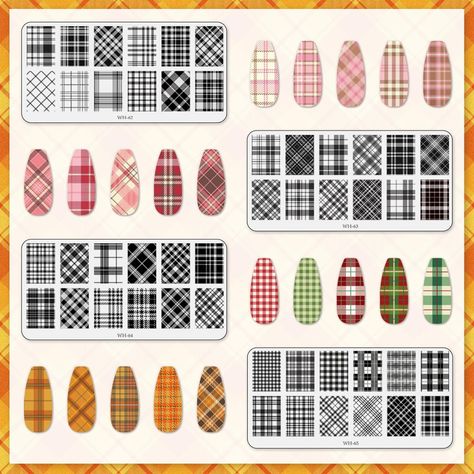 Amazon.com: AnyDesign 4 Sheet Plaid Nail Art Stamping Plates Kit Rectangle Fashion DIY Plaid Nail Plates Image Various Plaid Argyle Pattern Nail Art Plates for Nail Art DIY Print Manicure Salon Design : Beauty & Personal Care Manicure Salon Design, Diy Plaid Nails, Diy Plaid, Argyle Nails, Plaid Nail Designs, Plaid Nail Art, Pattern Nail Art, Nail Art Stamping, Nail Art Stamping Plates