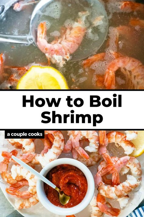 Wondering how to boil shrimp? Boiling up a batch is perfect for shrimp cocktail and comes out tender and juicy every time. #shrimp #boiling #boilingshrimp #boil #boiledshrimp #shrimprecipe #shrimpcocktail #easyshrimp #shrimpappetizer Boiling Shrimp, How To Boil Shrimp, Boil Shrimp, Shrimp Boil Recipe, Cocktail Shrimp Recipes, Vegan Brunch Recipes, Winter Salad Recipes, A Couple Cooks, Salad Dressing Recipes Healthy