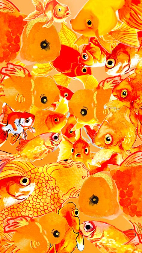 #goldfishaesthetic #goldfish #art #orange #orangecollage #orangeasthetic Goldfish Aesthetic, Goldfish Wallpaper, Goldfish Art, Orange Fruit, Photo Wall Collage, Wallpaper For Your Phone, Cute Patterns Wallpaper, Pretty Wallpaper Iphone, Cool Backgrounds