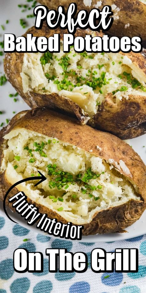 Baked Potatoes On The Grill, Bbq Dinner Recipes, Potatoes On The Grill, Grilled Baked Potatoes, Cheese Sauce For Broccoli, Cooking Baked Potatoes, Smoked Vegetables, Bbq Potatoes, Perfect Baked Potato