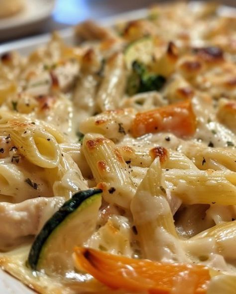 We can eat this for 3 days straight! That's how good it is! Chicken Primavera, Comfort Pasta, Pasta With Chicken, Pasta Dinner Recipes, Easy Casserole Recipes, Chicken Recipes Casserole, Chicken Dishes Recipes, Easy Casserole, Cooked Vegetables