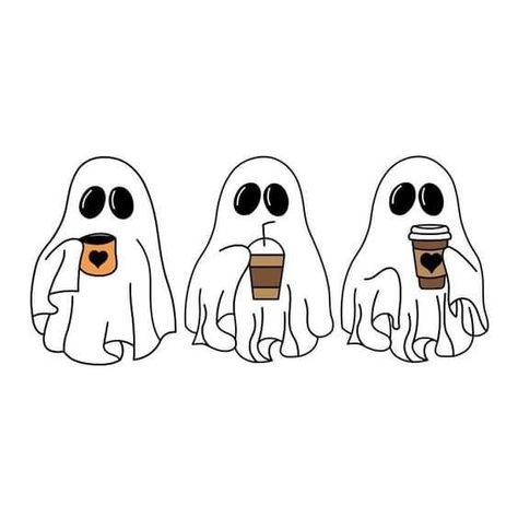 Fall Wallpapers, Coffee Tattoos, Three Best Friends, Drawings Of Friends, Friend Tattoos, Halloween Backgrounds, Tattoos Ideas, Fall Wallpaper, Cute Ghost