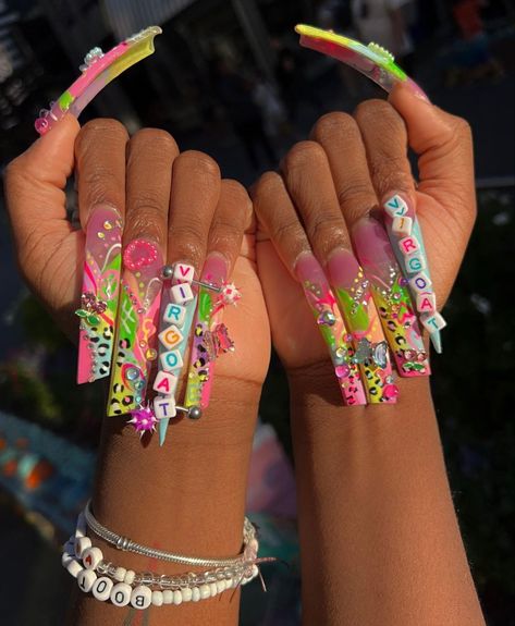 Xxxl Nails, Cute Acrylic Nail Designs, Dope Nail Designs, Exotic Nails, Really Cute Nails, Acrylic Nails Coffin Pink, Long Square Acrylic Nails, Unique Acrylic Nails, Bling Acrylic Nails