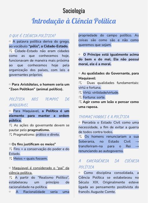 Completo no link: https://www.passeidireto.com/arquivo/109378313 How To Study Pol Science, Studying Sociology, Journalism Career, Study Cards, Study Organization, Law Student, Sociology, Study Time, Law School