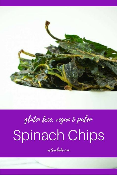 Spinach Chips with Sea Salt and Lime #healthysnack #glutenfree #glutenfreesnack #paleo #paleosnack #paleorecipe #vegan #vegansnack #veganrecipe #lowcarb #lowcarbsnack #lowcarbrecipe #veggiechips Kake Chips Baked, Spinach Snacks Healthy, Spinach Chips Baked Crispy, Spinach Chips Baked, Spinach Chips Air Fryer, Broccoli Chips Baked, Healthy Alternatives To Chips, Homemade Salt And Vinegar Chips, Spinach Snacks