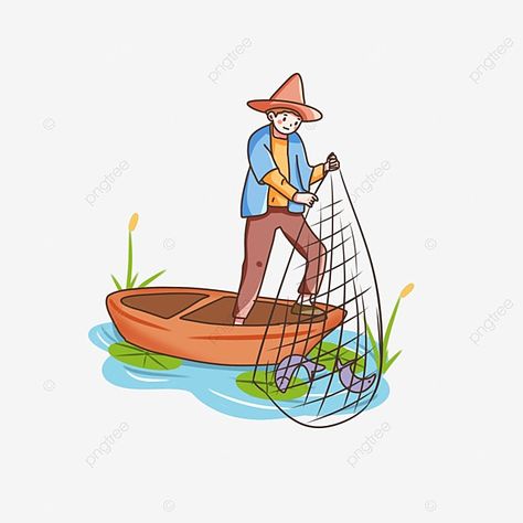 gu yu character illustration,fishing boy,yellow spring,black net,yellow hat,green plants,cartoon hand drawn Fishing Net Illustration, Fisherman Cartoon, Fisherman Illustration, Teaching Pictures, Fishing Drawing, Plants Cartoon, Fishing Illustration, Fishing Pics, River Drawing