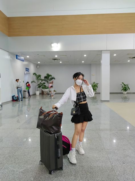 Airport Outfit Skirt Airport Outfit, Airport Outfit, Ootd, Skirt, Clothes