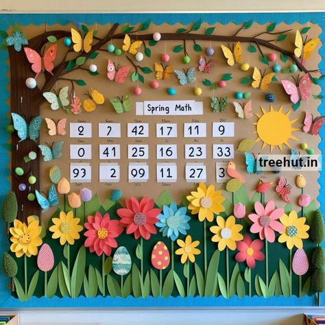 Spring Bulletin Board Ideas, School Bulletin Board Ideas School Board Decorations Ideas, Craft For Board Decoration, School Boards Decorations, Flowers Bulletin Board Ideas, Decoration Ideas For School Board, Classroom Decoration For Kids, School Boards Ideas, Board Crafts Ideas, Homeschool Bulletin Board Ideas