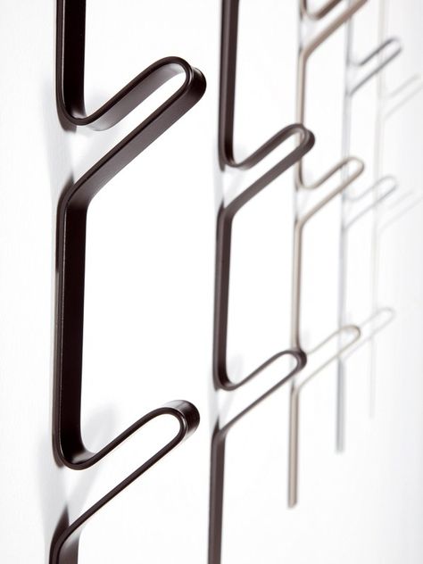 Wall-mounted steel coat rack DIDI SYSTEM - YDF Metal Sheet Design, Sheet Metal Art, Modern Coat Rack, Bicycle Decor, Furniture Details Design, Hanger Design, Shoe Racks, Clothes Hangers, Coat Rack Wall