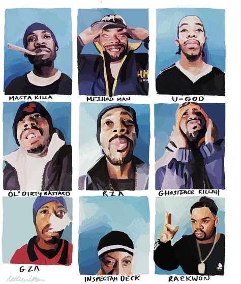 fiveninestylo on Instagram and Tiktok.. The RZA, the GZA, Ol’ Dirty Bastard, Inspektah Deck, Raekwon tha Chef, Masta Killa, U-God, Ghostface Killah and the Method Man Ghostface Killah, Method Man, Wu Tang, Rappers, Chef