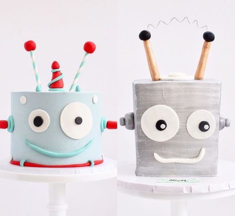 Robot Cakes, Dzimšanas Diena, Robot Cake, Robot Birthday Party, Robot Party, Baby Birthday Cakes, Third Birthday, Cakes For Boys, Birthday Cake Kids