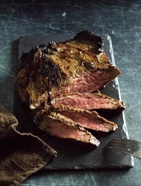 Broiled flank steak. Broil Flank Steak, Bbq Beef Short Ribs, Wine Marinade, Smoked Tri Tip, Ribs Seasoning, New York Strip Steak, Strip Steak Recipe, Bbq Baby Back Ribs, Steak In Oven