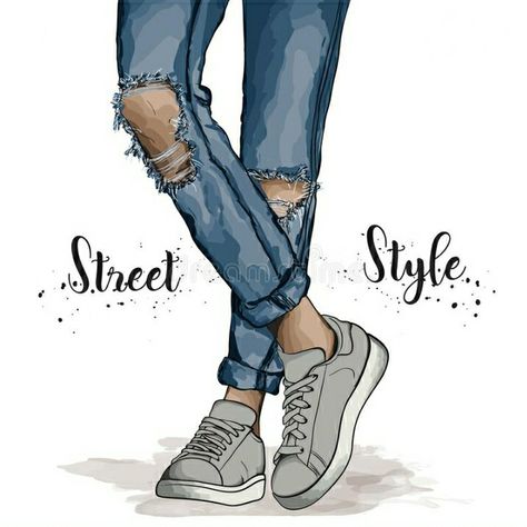 Photo is of somebody with crossed legs wearing distressed jeans and vans. The person is leaning on the back foot with the front foot crossed on its toe. (Sorry if I didn't explain it well) How To Draw Ripped Jeans, Copic Marker Drawings, Jeans Drawing, Pants Drawing, Female Legs, Inktober 2024, Distressed Pants, Painting References, Nail Painting