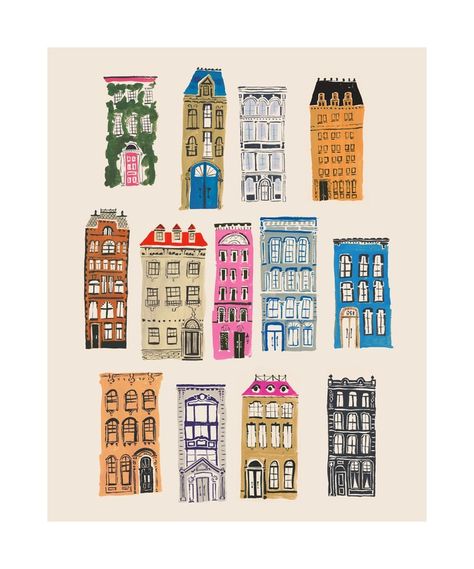 Copenhagen, Denmark, Scandinavian Buildings Colorful Illustration Art Print by Anna See on Artfully Walls | Artfully Walls Anthropologie Art, Minimalist Bedroom Decor, Living Wall Art, Girly Apartment Decor, Gym At Home, Artfully Walls, House Illustration, Art Department, Whimsical Fashion