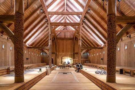 Viking Home Interior, Viking Architecture, Valheim Builds, Viking Hall, 3d Modeling Reference, Viking Longhouse, Mead Hall, Viking Home, Timber Frame Joinery