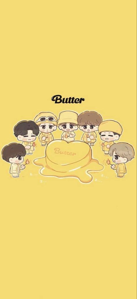 Bts Chibi Wallpaper, Bts Fanart Wallpaper, Bts Butter Wallpaper, Bts Chibi Ot7, Butter Wallpaper, Butter Bts, Chibi Bts, Tiny Tan, Wallpaper Homescreen