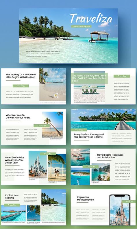 Google Slides Design, Travel Presentation, Travel Booklet, Powerpoint Presentation Themes, Travel Agency Business, Booklet Ideas, Creative Powerpoint Presentations, Lookbook Design, Presentation Design Layout