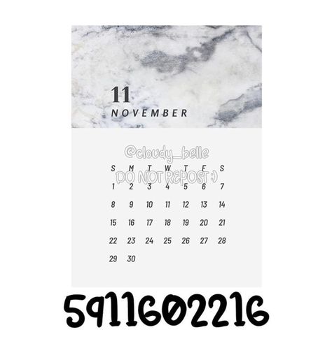 credits to: cloudy_belle on insta :) Berry Ave Calender Codes, Bloxburg Calendar Decals 2023, Bloxburg Calendar Decals, Bloxburg Textures, Bloxburg Ipad Decal Codes, Hotel Bloxburg, Cool Instagram Profile Pictures, Bloxburg Pictures, Bloxburg Tips