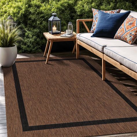 Amazon.com: LuuL Home Bordered Outdoor Rug 10x14 Washable Outside Carpet for Indoor Patio Porch Waterproof Easy Cleaning Non Shedding Area Rugs Nut Brown - Black 10 x 14 : Patio, Lawn & Garden Outside Carpet, Indoor Patio, Patio Porch, Outdoor Rug, Lawn Garden, Outdoor Rugs, Easy Cleaning, Lawn, Porch