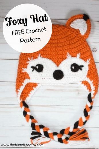 Fox Hat Pattern, Fox Hat Crochet, Pola Topi, Crochet Character Hats, Crochet Animal Hats, Crochet Baby Hat Patterns, Crochet Kids Hats, Fox Hat, Baby Hat Patterns