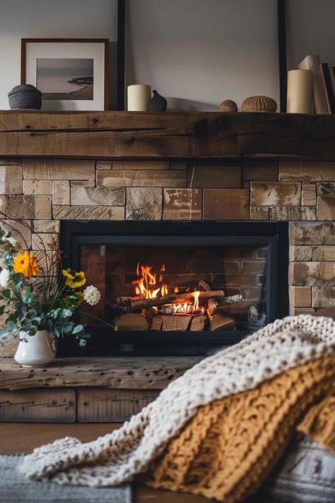 Warm Up Your Home with Farmhouse Fireplace Tile Ideas Farmhouse Fireplace Hearth, Farmhouse Fireplace Tile, Quirky Farmhouse, Farmhouse Hearth, Fireplace Tile Ideas, Farmhouse Fireplace Ideas, Modern Farmhouse Fireplace, Dining Room Colour Schemes, Electric Fireplace With Mantel