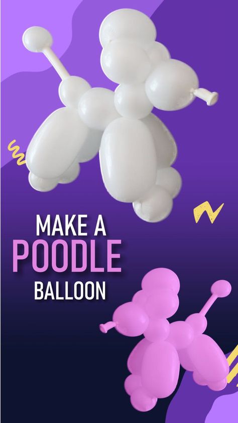 Balloon Animals Easy Step By Step, Dog Balloon Animal, Easy Balloon Animals, Clown Stuff, Dog Balloon, Birthday Clown, Animal Balloons, Balloon Hat, Cute Poodle