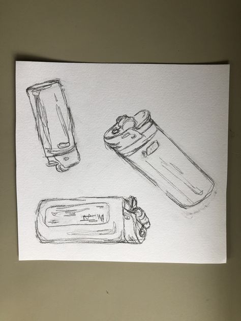 Lighter Drawing Realism, Drawings Of Lighters, Biro Sketches Simple, Ciggerette Aesthetic Drawing, Box Of Ciggarates Drawing, Lighters Drawing, A Lighter Drawing, Drawing Of A Lighter, Lighter Drawing Simple