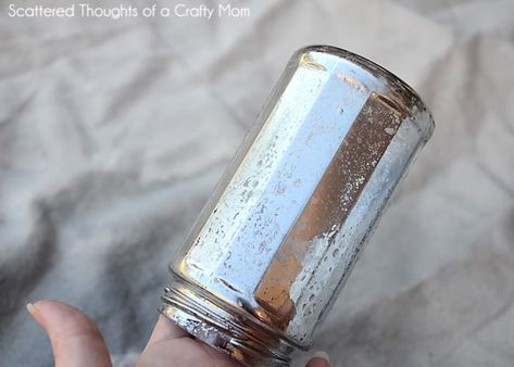 Faux Mercury Glass Diy, Diy Mercury Glass Vase, Tinting Glass, Glass Spray Paint, Mercury Glass Table Lamp, Mercury Glass Diy, Mercury Glass Vase, Flower Displays, Tin Can Art