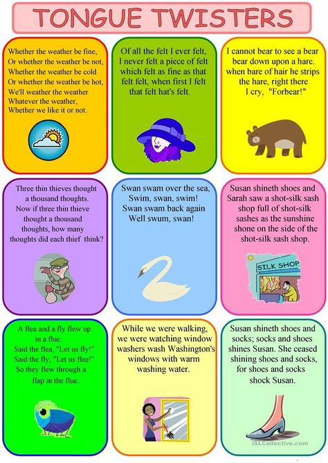 Tongue Twisters For Kids, Tongue Twisters, English Games, Speaking Activities, Funny Jokes For Kids, English Activities, Jokes And Riddles, Jokes For Kids, Esl Worksheets