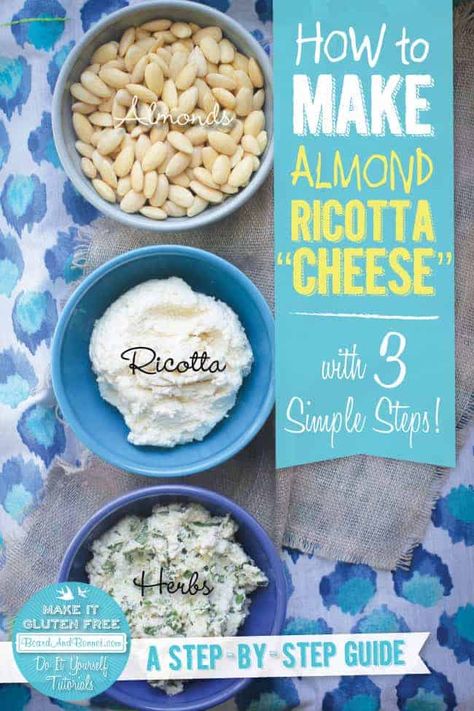 How To Make Almond Ricotta "Cheese" ⋆ This Mess is Ours Almond Cheese, Almond Ricotta, Cheese Vegan, Vegan Ricotta, Vegan Cheese Recipes, Recipe Vegetarian, Dairy Alternatives, Dairy Free Cheese, Vegan Alternatives