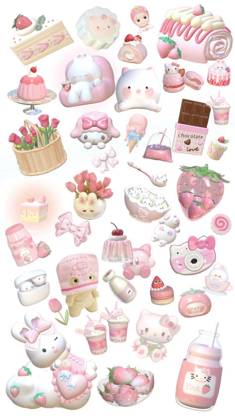 Pink Deco Stickers, Pink Lock Screen, Pink Photo Collage, Pink Scrapbook, 3d Wallpaper Cute, Printable Sticker Sheets, Iphone Stickers, Scrapbook Printing, Scrapbook Stickers Printable