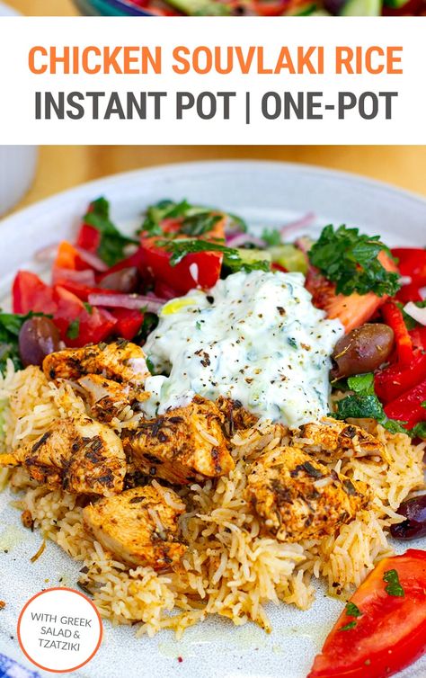 Greek Rice Recipe Chicken Souvlaki, Greek Chicken Rice Instant Pot, Instant Pot Chicken Souvlaki, Greek Recipes Instant Pot, Greek Chicken And Rice Instant Pot, Healthy Insta Pot Recipes Clean Eating, Best Chicken Instant Pot Recipes, Budget Friendly Instant Pot Meals, Mediterranean Chicken Instant Pot