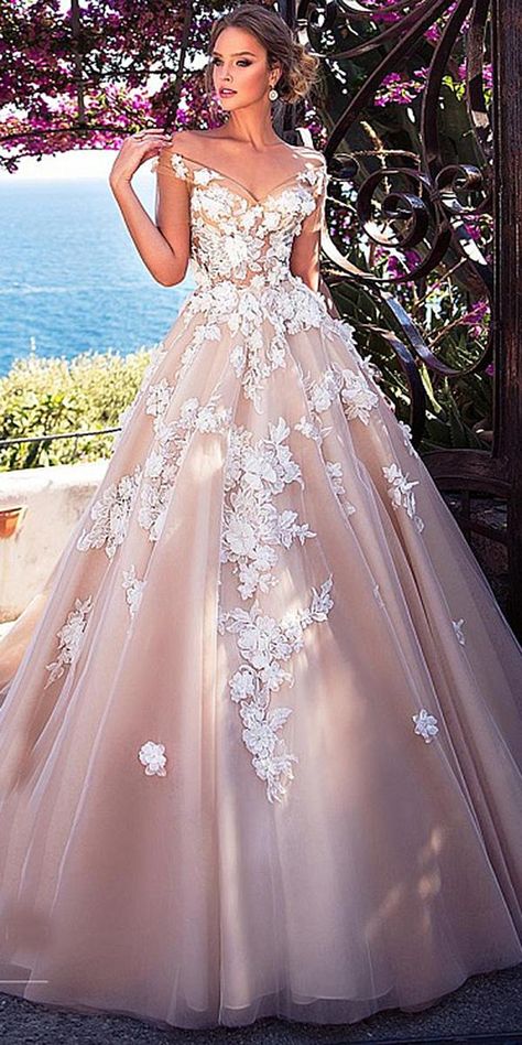 Diantamo Wedding Dresses — Positano Dreams Collection ★ #bridalgown #weddingdress Wedding Dress Guide, Pink Wedding Dresses, Dresses Cheap, A Wedding Dress, فستان سهرة, Princess Wedding Dresses, Princess Wedding, Colored Wedding Dresses, Perfect Wedding Dress