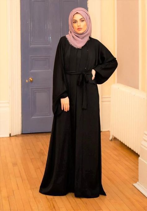 Abaya burka / hijab for girl/women Designer Burkha, Stylish Burqa Designs, Pocket Abaya, Black Open Abaya, Burkha Designs, Burqa Designs, Black Abaya Designs, Abaya Designs Latest, Modest Wardrobe