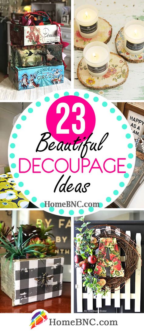 Are you in the mood for a new crafting project? Then perhaps you should try your hand at decoupage. If you haven’t heard of it before, the decoupage is a centuries-old art technique that requires decorating objects using paper cutouts and other decorative effects. Whether you have done this in the past or not, if you feel fresh out of inspiration, the following list of the best decoupage ideas should keep your hands and mind busy. #decoupage Decoupage Candles, Mod Podge Projects, Decoupage Decor, Mod Podge Crafts, Decoupage Ideas, Napkin Decoupage, Decoupage Diy, Decoupage Paper, Paper Cutout