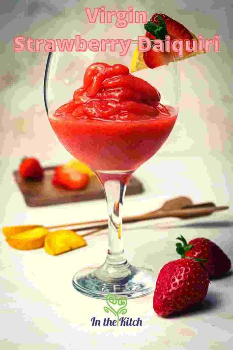 Virgin Strawberry Daiquiri, Virgin Drink Recipes, Strawberry Daiquiri Recipe, Frozen Strawberry Daiquiri, Virgin Drinks, Daiquiri Recipe, Alternative Sweeteners, Frozen Strawberry, Mocktail Recipes