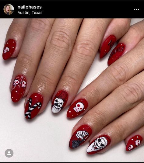 Christmas Skull Nails, Skull Christmas Nails, Scary Christmas Nails, Horror Christmas Nails, Gothmas Nails, Creepmas Nails, Emo Christmas Nails, Christmas Goth Nails, Creepy Christmas Nails