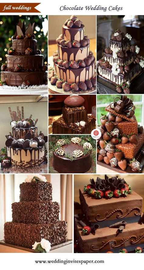 Chocolate Wedding Cakes Designs, 95th Birthday Cake Man, Chocolate Frosted Wedding Cake, Chocolate Grooms Cake Ideas, Chocolate Wedding Cake Ideas, Wedding Cakes Autumn, Fall Wedding Cake Ideas, Chalkboard Wedding Cake, Groom Cake Ideas