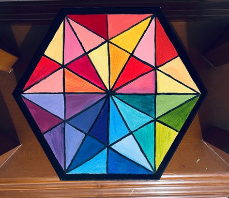 Octagon Canvas Painting Ideas, Hexagon Canvas Painting Ideas Easy, Hexagon Painting Ideas, Hexagon Painting Canvas, Hexagon Artwork, Hexagon Canvas Art, Hexagon Drawing, Hexagon Canvas Painting Ideas, Hexagon Painting