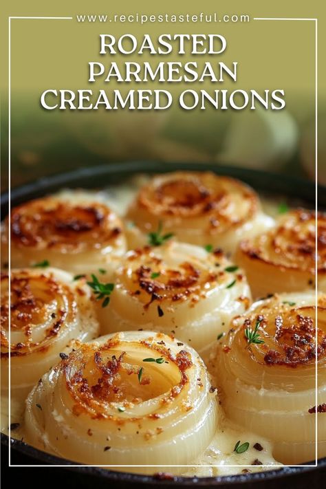 These Roasted Parmesan Creamed Onions are a rich, savory side dish that combines the sweetness of caramelized onions with the creaminess of a Parmesan sauce. Perfect for any occasion, from holiday dinners to weeknight meals. Parmesan Creamed Onions, Creamed Onions Recipe, Creamed Pearl Onions Recipe, Pearl Onion Recipe, Onion Casserole, Baked Onions, Creamed Peas, Cheap Family Meals, Recipes Winter