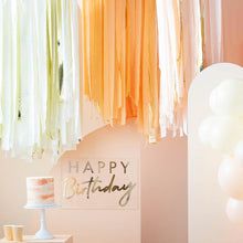 Hanging Streamers, Ceiling Streamers, Streamer Decorations, Party Selfie, Crepe Streamers, Rainbow Backdrop, Streamer Backdrop, Peach And Gold, Girls Birthday Party Decorations