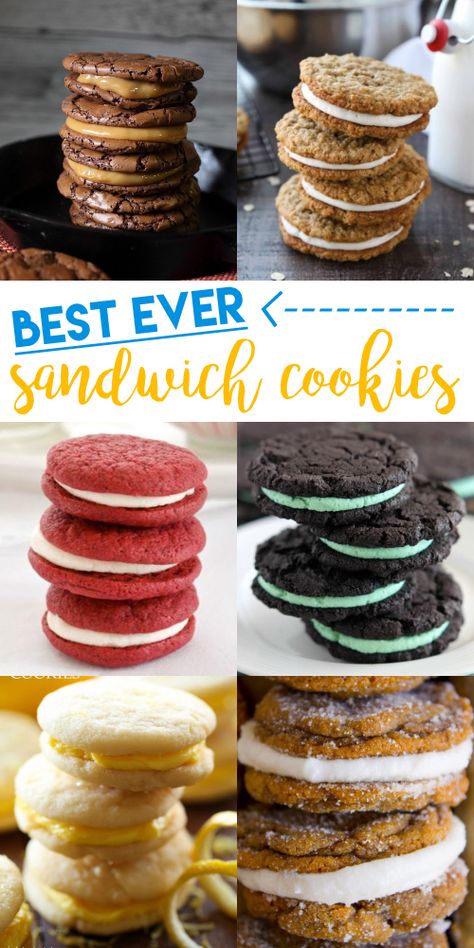 Cream Filled Cookies, Sandwich Cookies Filling, Cream Cheese Sandwiches, Dessert Sandwich, Peanut Butter Sandwich Cookies, Cookie Sandwich Recipes, Sandwich Cookie, Sandwich Fillings, Cooking Easy