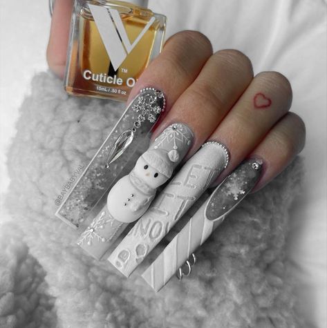 Winter Acrylics, Nails Noel, Christmas Nail Designs Acrylic, Nail Art Designs 2023, Nail Noel, Elite Nails, Blue Christmas Nails, Nail Art Noel, Snow Nails