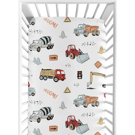 Construction Nursery Baby Boy, Truck Nursery Theme, Construction Nursery, Truck Nursery, Crib Toddler Bed, Toddler Boys Room, Construction Theme, Grey Nursery, Sweet Jojo Designs