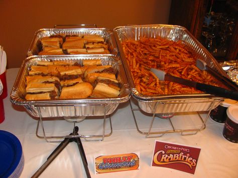 Food that is special to your hometown ballpark - philly cheesesteaks and chickie's crab fries - baseball ballpark party Phillies Baseball Party, Phillies Party, Philly Cheesesteaks, Crab Fries, Baseball Theme Party, All American Boy, Baseball Party, Baseball Theme, Baseball Birthday